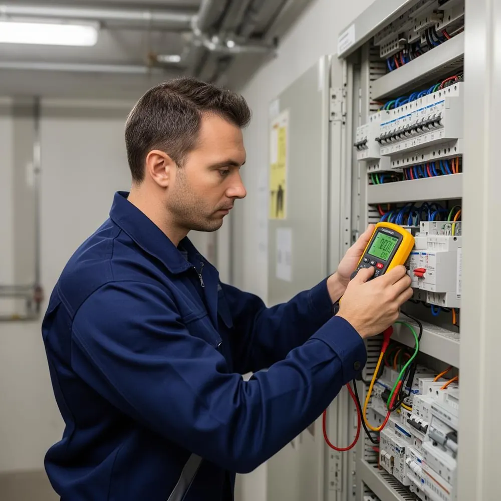 Técnico da Elwatt em manutenção de casa de bombas em Campinas